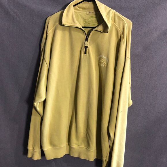 tommy bahama xl sweater yellow knit relax 1/4 zip pullover hombre thick aa - Picture 1 of 13
